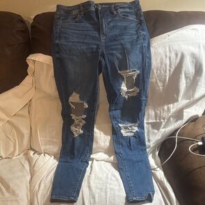 American Eagle Outfitters Ripped Blue Skinny Jeans